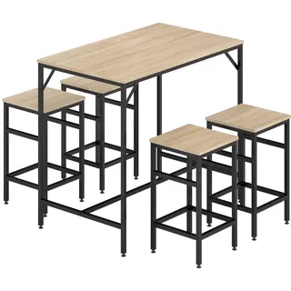 Homcom Bartisch-Set 100 x 60 x 88 cm Eiche Schwarz