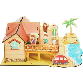 Strandhaus 3D Holzpuzzle DIY - Bunt