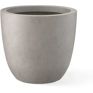 Kante 45,7 cm Durchmesser, runder Beton-Übertopf für drinnen und draußen, großer Pflanztopf mit Ablaufloch und Gummistopfen für Zuhause, Terrasse, Garten, verwitterter Beton