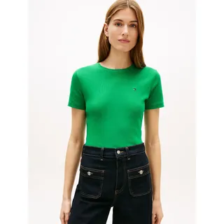 T-Shirt TOMMY HILFIGER "SLIM CODY C-NK", Damen, Gr. XS (34), courtside grün, Jersey, Obermaterial: 100% Baumwolle, unifarben, slim fit normal, Rundhals, abgesteppt, Shirts T-Shirt, Baumwolle, slim fit