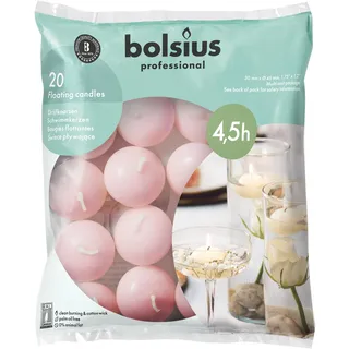 Bolsius Schwimmkerzen - Rosa - 20 Stück - Durchmesser 45 mm - Länge Brenndauer 4,5 stunden- Praffinwachs - Ohne Palmöl - Dekorative Haushaltkerzen