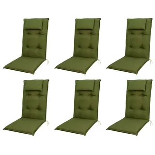 Doppler 6x 7836 Hochlehner Gartenstuhl Auflagen 8cm Kopfkissen grün