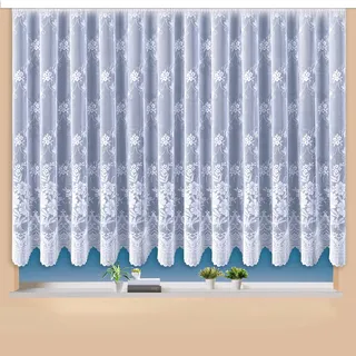 Gardine WECKBRODT "Siena" Gr. 1, weiß, B:300cm H:100cm, Polyester, Polyester, Gardinen, Gardine, Jacquard, strukturiert, Allover,Floral,halbtransparent, Bordüre, Store