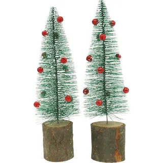 Tannenbaum Grün beschneit Ø6cm H20cm 4St Mini Weihnachtsbäume Deko - Grün