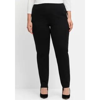 Schlupfhose SHEEGO, Damen, Gr. 50, Normalgrößen, schwarz, 60% Viskose, 35% Polyamid, 5% Elasthan, unifarben, Hosen Schlupfhose