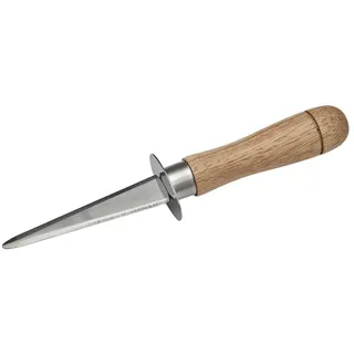 COOK CONCEPT Austernmesser Edelstahl Griff aus Buchenholz 20 cm Braun | Edelstahl, Buchenholzgriff, Fingerschutz, Austernmotiv, komfortabler Griff, 20 cm Größe, braun