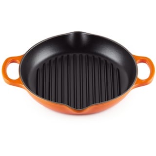 Le Creuset Signature Hohe runde Grillpfanne aus Gusseisen, für alle Herdarten und Backöfen, 25 cm, Ofenrot, 20208250900422