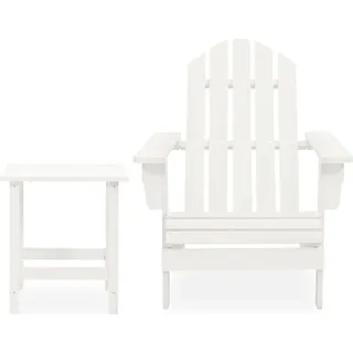vidaXL Adirondack-Gartenstuhl mit Tisch Massivholz Tanne Weiß - Weiß