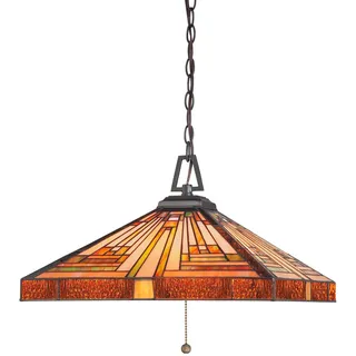 Elstead Lighting Pendelleuchte , Multicolor, Dunkelbraun , Metall, Glas, Naturmaterialien , 38.1 cm , Grüner Punkt, RoHS, Europäischer Sicherheitsstandard, Schutzklasse I (Erdungsanschluss), Ce , Lampen & Leuchten, Leuchtenserien