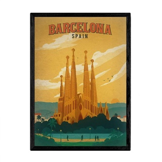 Nacnic Vintage Poster Barcelona. Blätter für Interieur mit klassischen und antiken Werbebildern zu dekorieren. Gemälde Retro-Dekor. A3