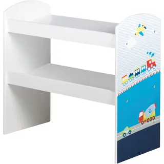 Kinderregal ROBA "Rennfahrer, bunt", Baby, Gr. B/H/T: 64cm x 67cm x 30cm, offene Fächer, bunt, MDF, Regale Kinderregal, inklusive 5 Stoffboxen in 2 Größen
