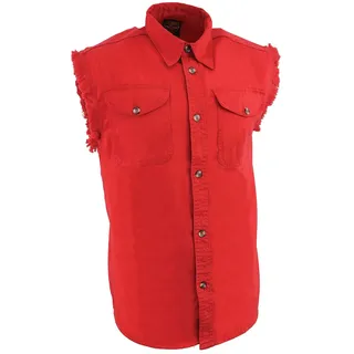 Milwaukee Leather, Herren-Jeanshemd DM4007, leicht, mit ausgefranstem Ausschnitt, ärmellos, rot, Größe 2XL
