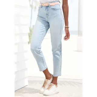 Ankle-Jeans LASCANA, Damen, Gr. 36, N-Gr, blau (light blau washed), Denim/Jeans, Obermaterial: 98% Baumwolle, 2% Elasthan, figurbetont knöchelfrei, Jeans Ankle-Jeans, mit Stretchanteil, elastische Jeans in gerader Passform, Topseller