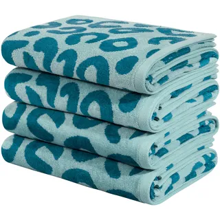 Handtuch Set OTTO HOME "Anna Leopardenmuster, 4-tlg Handtuch-Set, 50x100cm, 100% Baumwolle", marine, blau, 4 Stk., Frottiervelours, Frottiervelours, Obermaterial: 100% Baumwolle, Handtücher, Handtuch Set, Handtücher, weich, saugstark, modern, Leo, Animal Print