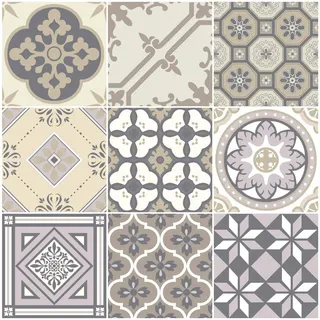 Ambiance Sticker Selbstklebende Wandtattoo Aufkleber, Wanddekoration, Fliesenaufkleber für Badezimmer und Küche Champêtre - 9 Stück Aufkleber 15 x 15 cm