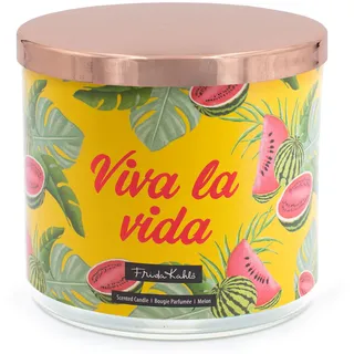 Frida Kahlo Duftkerze im Glas | Viva La Vida 400g | Duftkerze Fruchtig | Geschenkidee für Frauen & Designliebhaber | Kerze lange Brenndauer (60h)