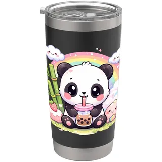 Niedliche Kawaii Panda Pastell Kunst für Panda Fans und Liebhaber Doppelwandiger Edelstahl-Thermobecher