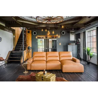 KAWOLA Big Sofa DORI Leder cognac Longchair rechts - Braun