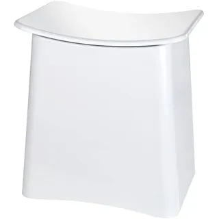 WENKO 2in1 Hocker Wing Weiß - Wäschesammler, Badhocker mit herausnehmbarem Wäschesack Fassungsvermögen: 33 l, Kunststoff (ABS), 45 x 48 x 33 cm, Weiß, 48 x 33 x 45 cm