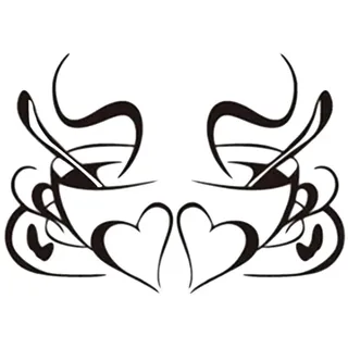 WINOMO 2 Stück Wandtattoo Küche Kaffeetassen: selbstklebend Küche Wandtattoo Kaffee - DIY Vinyl Herz Kaffee Wandaufkleber für Wanddeko Wohnzimmer Cafés Restaurant (40 * 25CM)