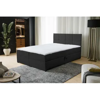 VENASI BETTY Boxspringbett 140x200 mit Bettkästen H2/H3 Matratze SCHWARZ - Schwarz