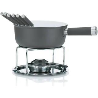Kela Käsefondue Set 10tlg, Aluguss Fondue für 6 Personen LANCY, keramisch beschichtet, Käse Fondueset mit Brennpastenhalter, Gabeln, Gabelhalter