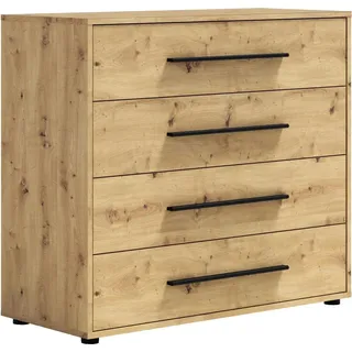 Modena K4SZ Kommode 100 cm – moderne Kommode mit 4 großen Schubladen, funktionaler Stauraumschrank für Wohnzimmer, Schlafzimmer, Jugendzimmer und Büro (Artisan Eiche) - Braun
