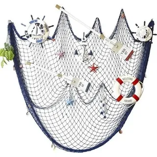 Dekorative Fischernetz-Dekoration, Mittelmeer-Piraten-Strand-Mottoparty-Dekorationen (Blau, 2 m x 4 m)
