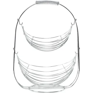Designer Obstkorb Fruechtekorb Etagere Obstschale aus Metall silber verchromt 45 cm hoch