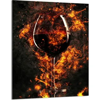 Herdabdeckplatte 40x52 Glaskeramikkochfeld Abdeckung Spritzschutz Glasplatte Deko Schneidebrett, Wein Feuer