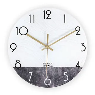 SensaHome Glas-Wanduhr, 30 cm Durchmesser – minimalistisches Marmor-Design mit geräuschlosem Uhrwerk – Marmorbeton