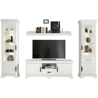 Home Affaire Wohnwand Royal, (4-St., bestehend aus 2 Vitrinen, 1 Lowboard und 1 Wandboard), exclusiv Design im Landhausstil weiß