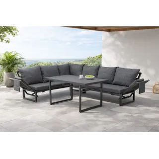 Gardissimo SAN REMO Ecklounge Gartenmöbel Sitzgruppe Nonwood Holzoptik anthrazit
