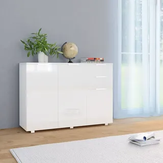vidaXL Sideboard Hochglanz-Weiß 107x35x80,5 cm - Weiß