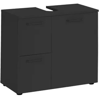 MID.YOU Waschbeckenunterschrank, Schwarz, Kunststoff, 1 Fächer, 2 Schubladen, 70x60x35 cm, stehend, Badezimmer, Badezimmerschränke, Waschbeckenunterschränke