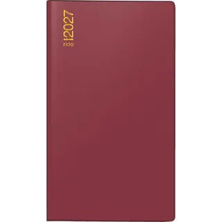 rido/idé 7012112297 Taschenkalender Mod. TM 15 2027 A6, Kunststoff, bordeaux