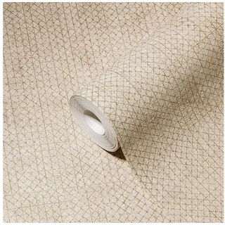 ascreation Vliestapete Uni 10 m x 0,32 m 388262 Beige/Gold