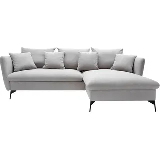 andas Ecksofa »LIVORNO,258 cm, L-Form,«, Schlaffunktion u. Bettkasten (139/224cm), Samt, Struktur, Webstoff, grau