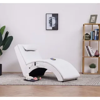 The Living Store Massage Chaiselongue mit Kissen Weiß Kunstleder - Weiß