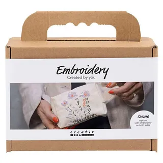 Mini Kreativ Set Sticken, Kosmetiktasche, Creme - Creme