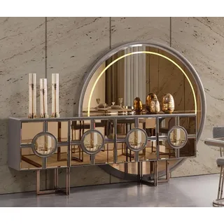 Sideboard Kommode Holz Schrank Luxus Wohnzimmerkommode Gold Spiegel - Gold