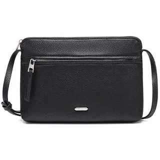 David Jones - Damen Umhängetasche - Kleine Flache Handtasche PU Leder - Tasche Klassiche Elegante Beuteltasche Reise Shopping Handytasche Arbeit Clutch Party - Schwarz