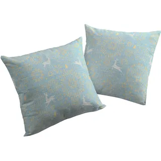 Dekokissen WIRTH "Swift" Gr. 2, blau (blau, gemustert), B:50cm L:50cm, Baumwolle, Dekokissen_Sitzkissen_Kissenhüllen, Dekokissen, Kissenhülle ohne Füllung, 2 Stück