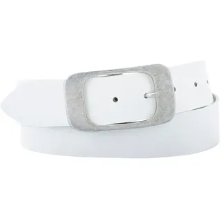 BERND GÖTZ Ledergürtel mit großflächiger Designschließe, weiß
