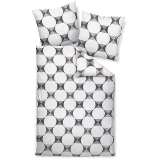 JANINE Bettwäsche J.D. 87103 weiß grau schwarz 155x220 cm - 80x80 cm)