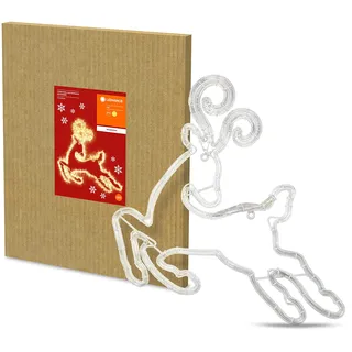 Ledvance Christmas LED Rentier, Dekorative Weihnachtsbeleuchtung für Innen und Außen, als Fenstersilhouette oder Gartenbeleuchtung, Warmweiß (3000K), Schutzklasse IP65, 660mm x 620mm x 13mm