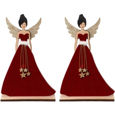Bild von Engelfigur »Weihnachtsdeko«, mit Stoffapplikationen, rot