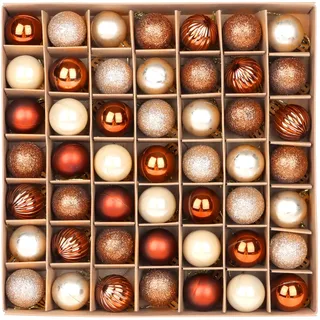 DERAYEE klein Weihnachtskugeln, 49 Stück 3cm Weihnachtsbaumkugeln Glitter Weihnachtskugeln für Weihnachtsbaum Dekoration,Weihnachtsbaumschmuck(rot und grün) (Braun & Gold 49PC)