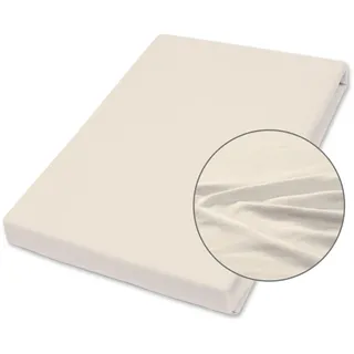 Traumhaft gut schlafen Jersey-Elasthan Spannbetttuch, verschiedene Farben und Größen - 90-100 cm x 200 cm/Ecru
