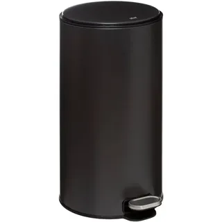 5five – Delta Runder 30-Liter-Metalleimer, Schwarz, Soft-Close, geräuscharm, Geruchsfilter, leicht zu reinigen, herausnehmbarer Eimer, 90°-Öffnung, Griff hinten